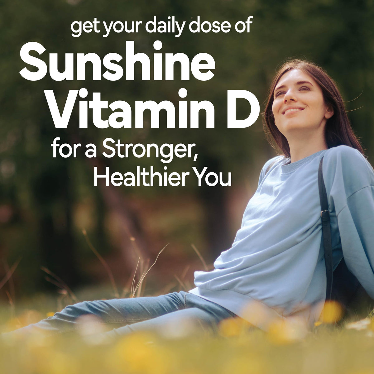 Sunshine Complément Alimentaire D3 25mcg K2 capsules sur une surface en bois