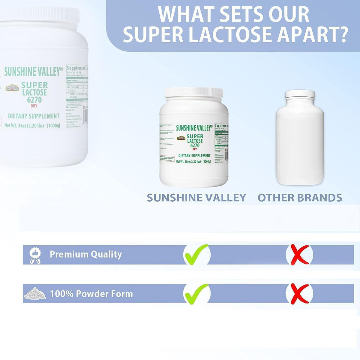 Sunshine Valley Poudre Lactose Sèche 1 kg packaging