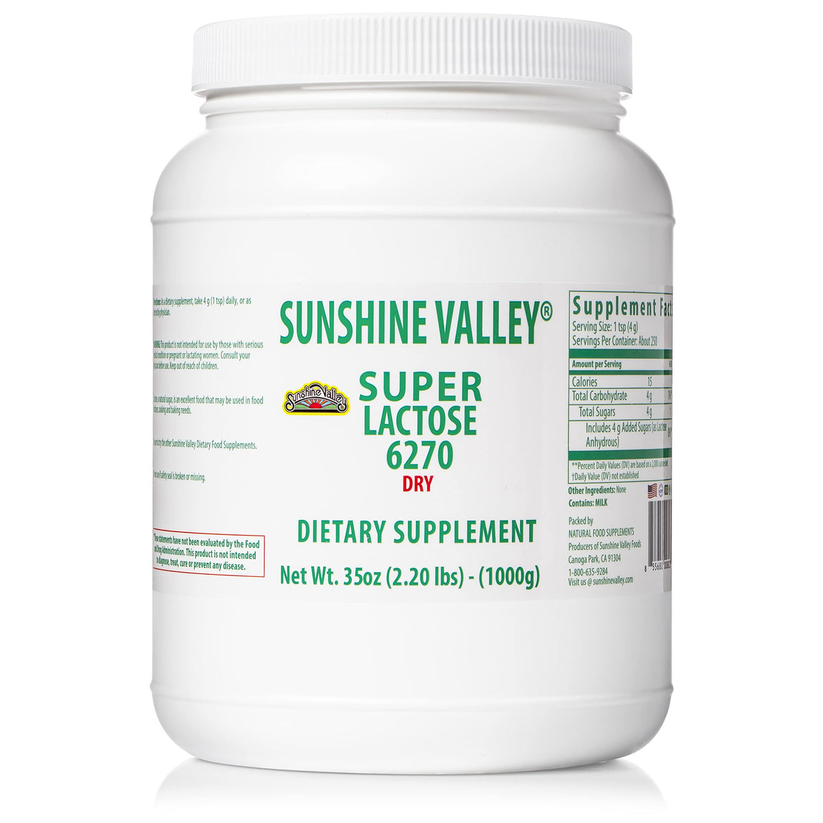 Sunshine Valley Poudre Lactose Sèche 1 kg vue avant