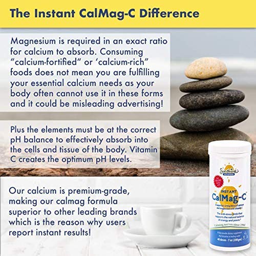 Sunshine Vitamins Instant CalMag-C 249g étiquette avec ingrédients