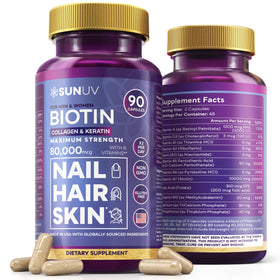 SUNUV Biotin 10 000 mcg boîte de 90 capsules vue avant