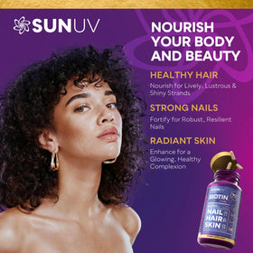 SUNUV Biotin 10 000 mcg capsules ouvertes montrant le contenu