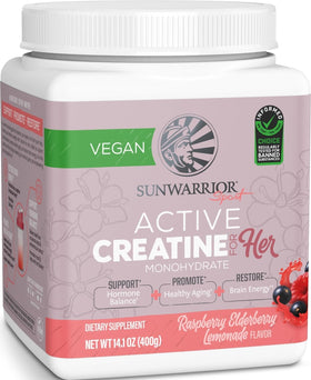 Sunwarrior créatine monohydrate 495g en pot avec étiquette citron framboise