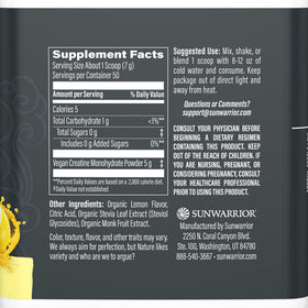 Sunwarrior créatine monohydrate poudre 430g avec cuillère de dosage