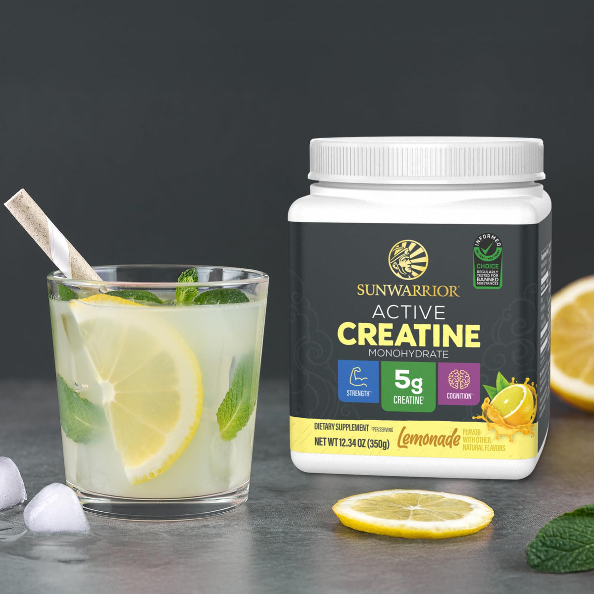 Sunwarrior créatine monohydrate poudre 430g en environnement sportif