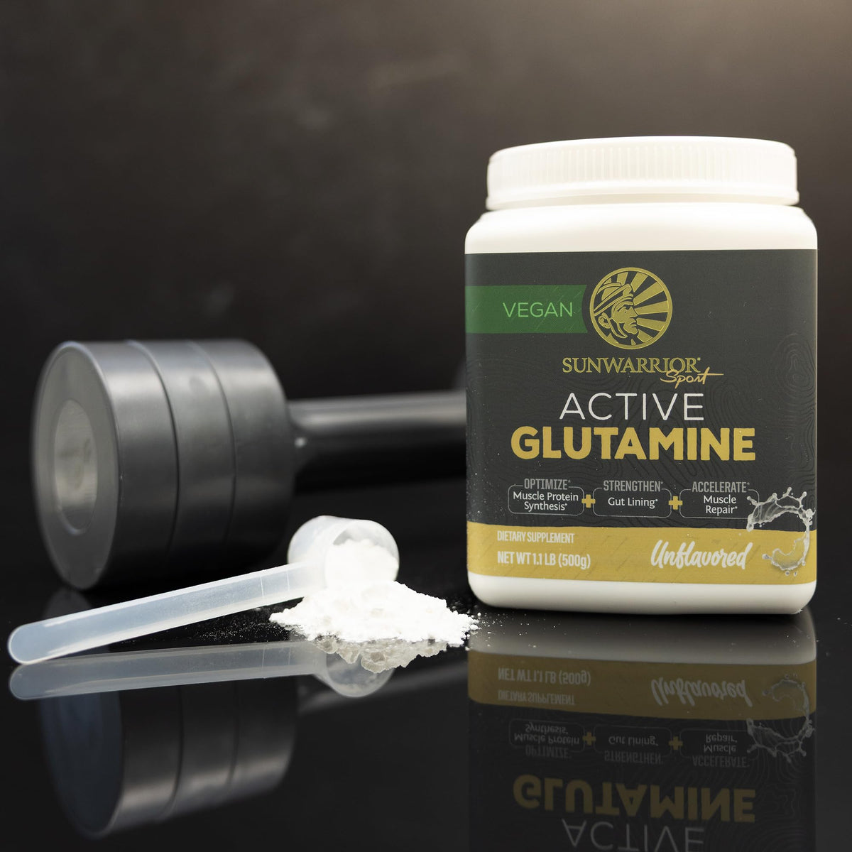 Sunwarrior L-Glutamine Poudre 590g étiquette détaillée