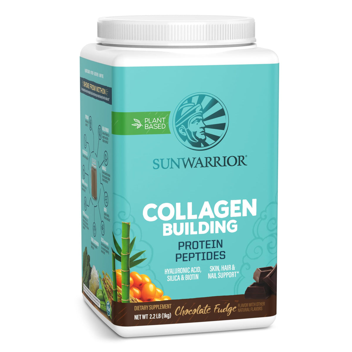 Sunwarrior Poudre de Collagène Végétal Chocolat 1179g devant
