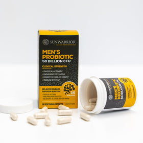 Sunwarrior Probiotiques 50 Milliards CFU capsules en gros plan
