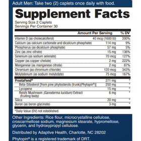 SUPER BETA PROSTATE Compléments Alimentaires Prostate 240 gélules, vue arrière avec informations nutritionnelles