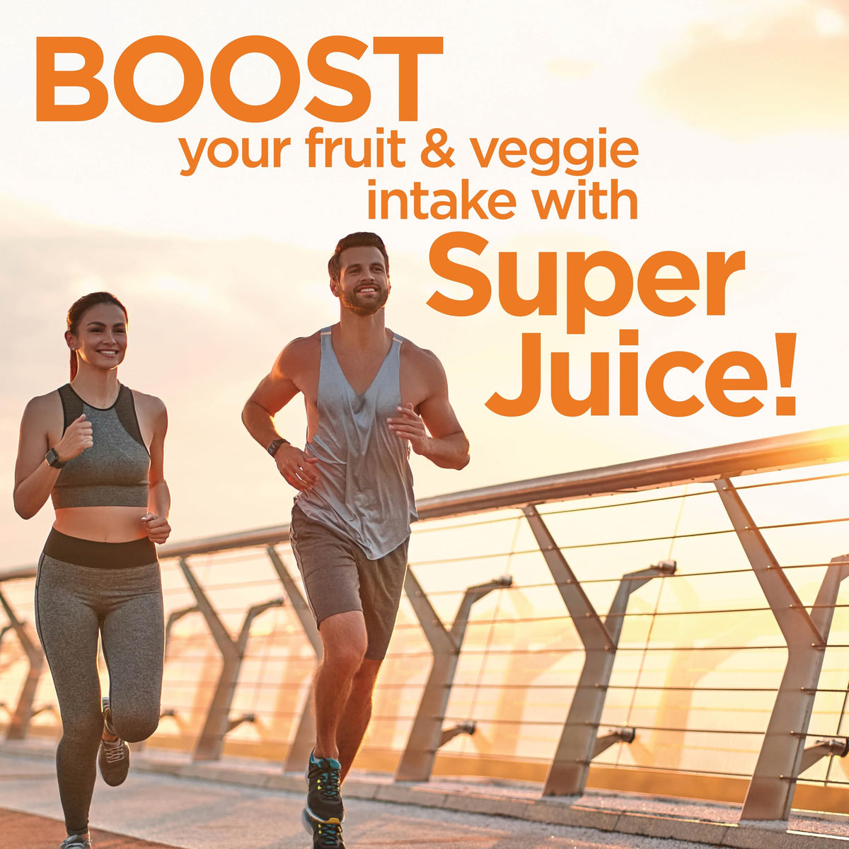 Super Juice comprimés avec fruits et légumes en arrière-plan