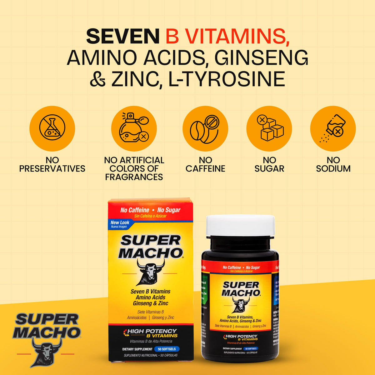 Super Macho capsules montrant la taille et la forme