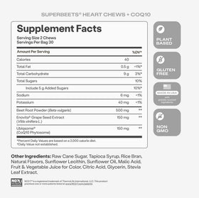 SuperBeets Chews HumanN 60 ct avec ingrédients
