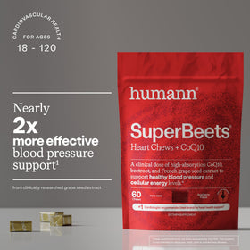 SuperBeets Chews HumanN 60 ct gros plan sur les gommes