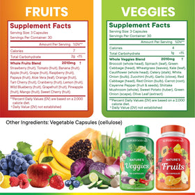 Superfood MD capsules Fruits et Légumes 180, ingrédients sur l'étiquette