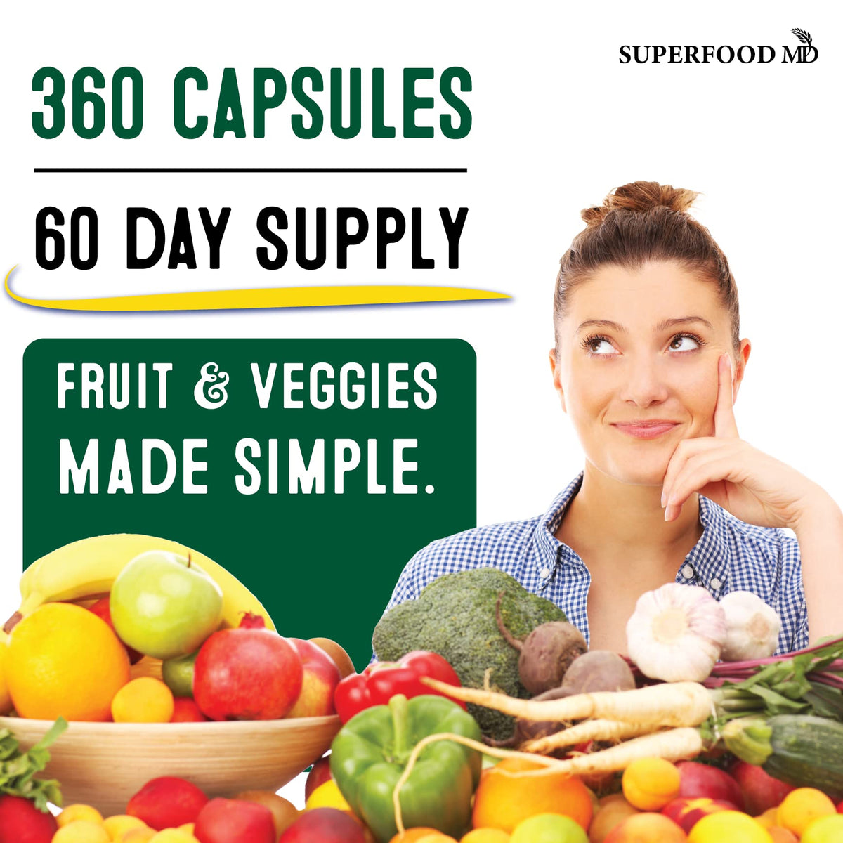 Superfood MD Complément Alimentaire Capsules sur une table