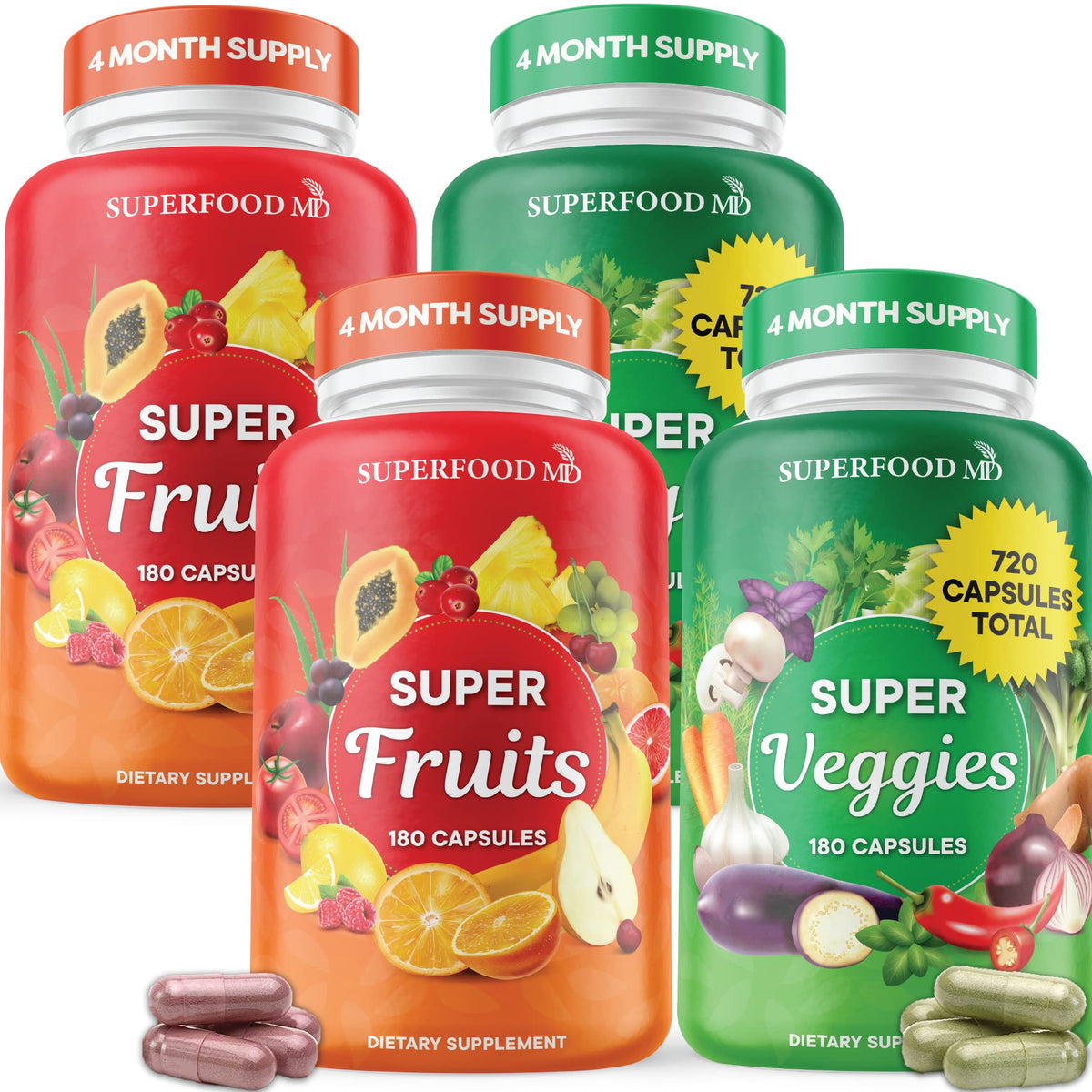 Superfood MD Complément Alimentaire Fruits et Légumes 720 Capsules vue de face