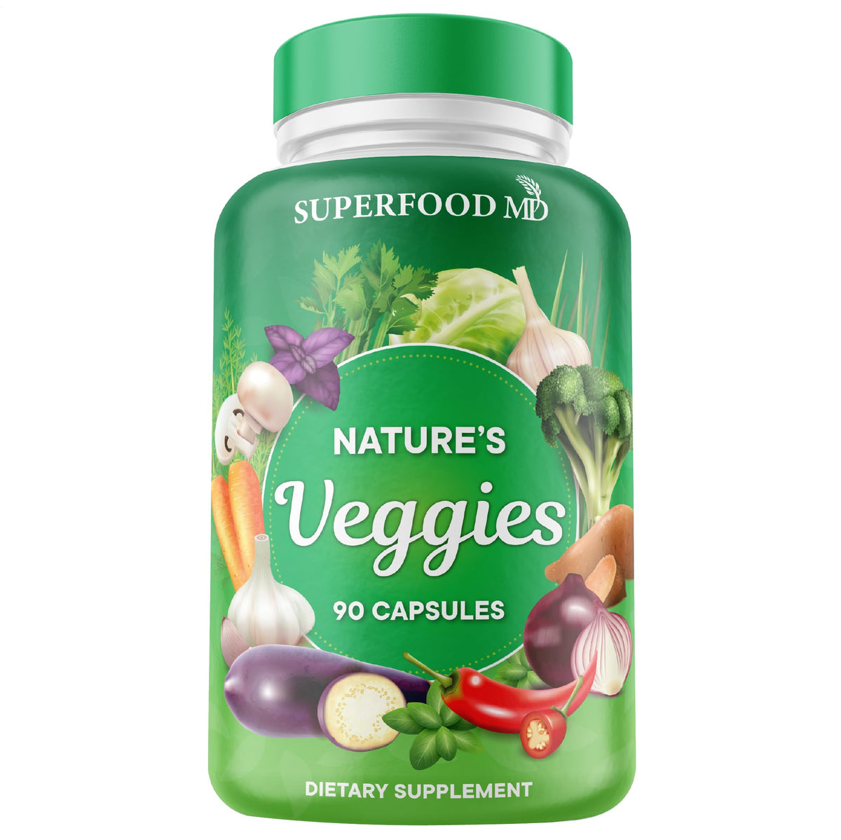 Superfood MD Complément Végétal 90 Capsules vue avant avec étiquette