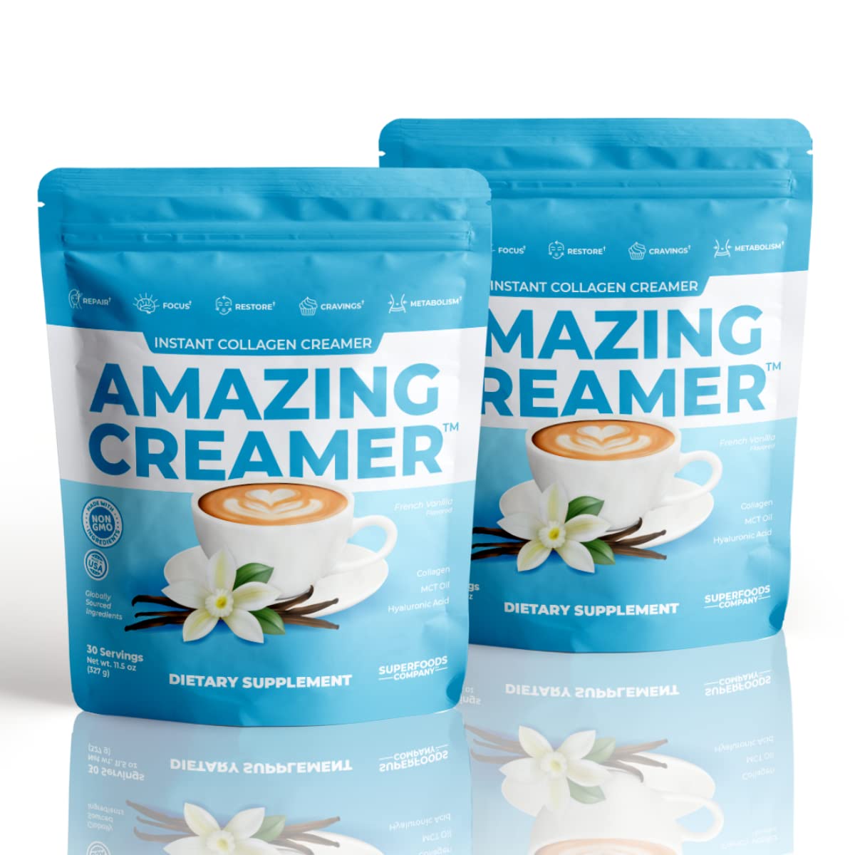 SUPERFOODS COMPANY Amazing Creamer Collagène 60 Portions Vanille vue de face
