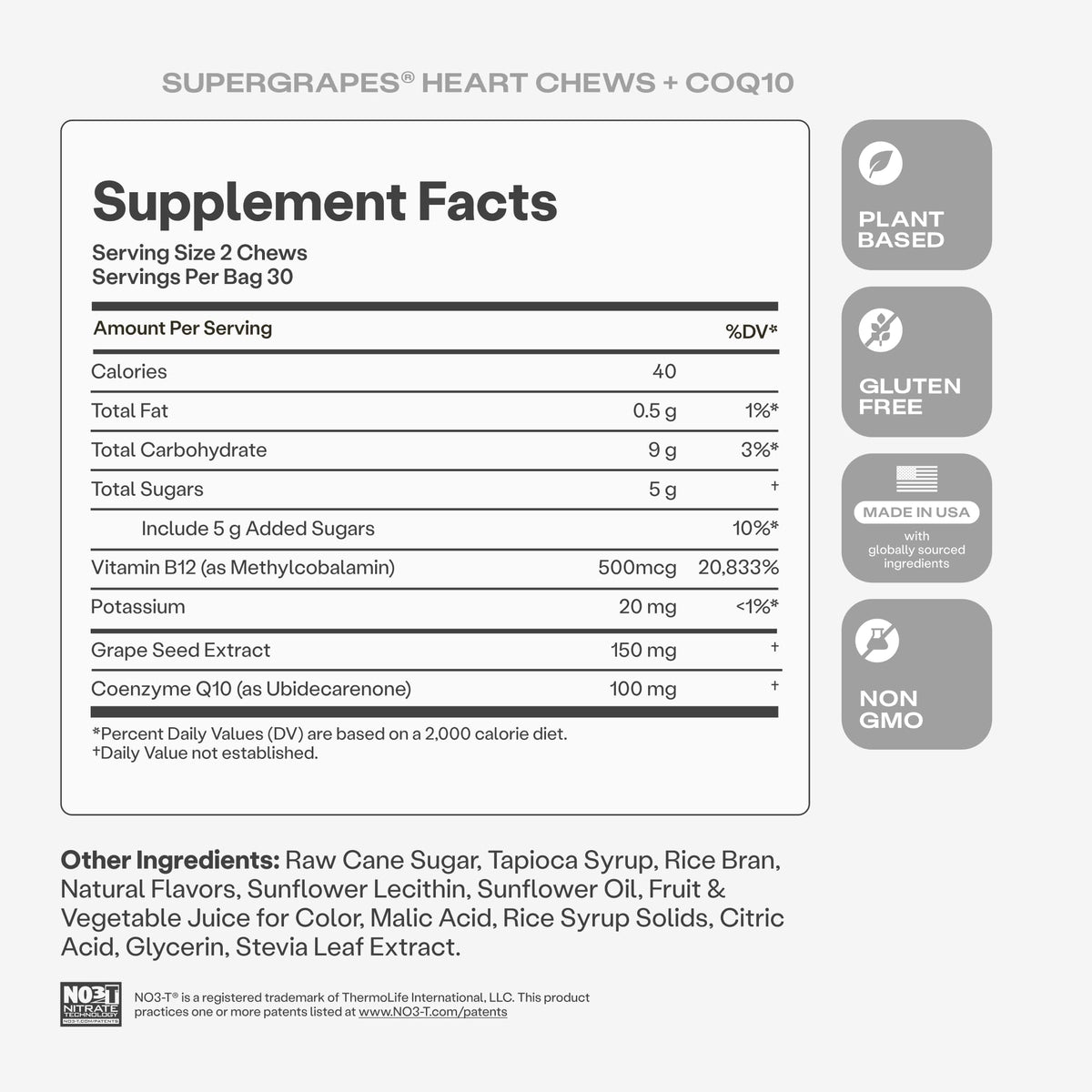 SuperGrapes Chews HumanN, affichage des bonbons à mâcher