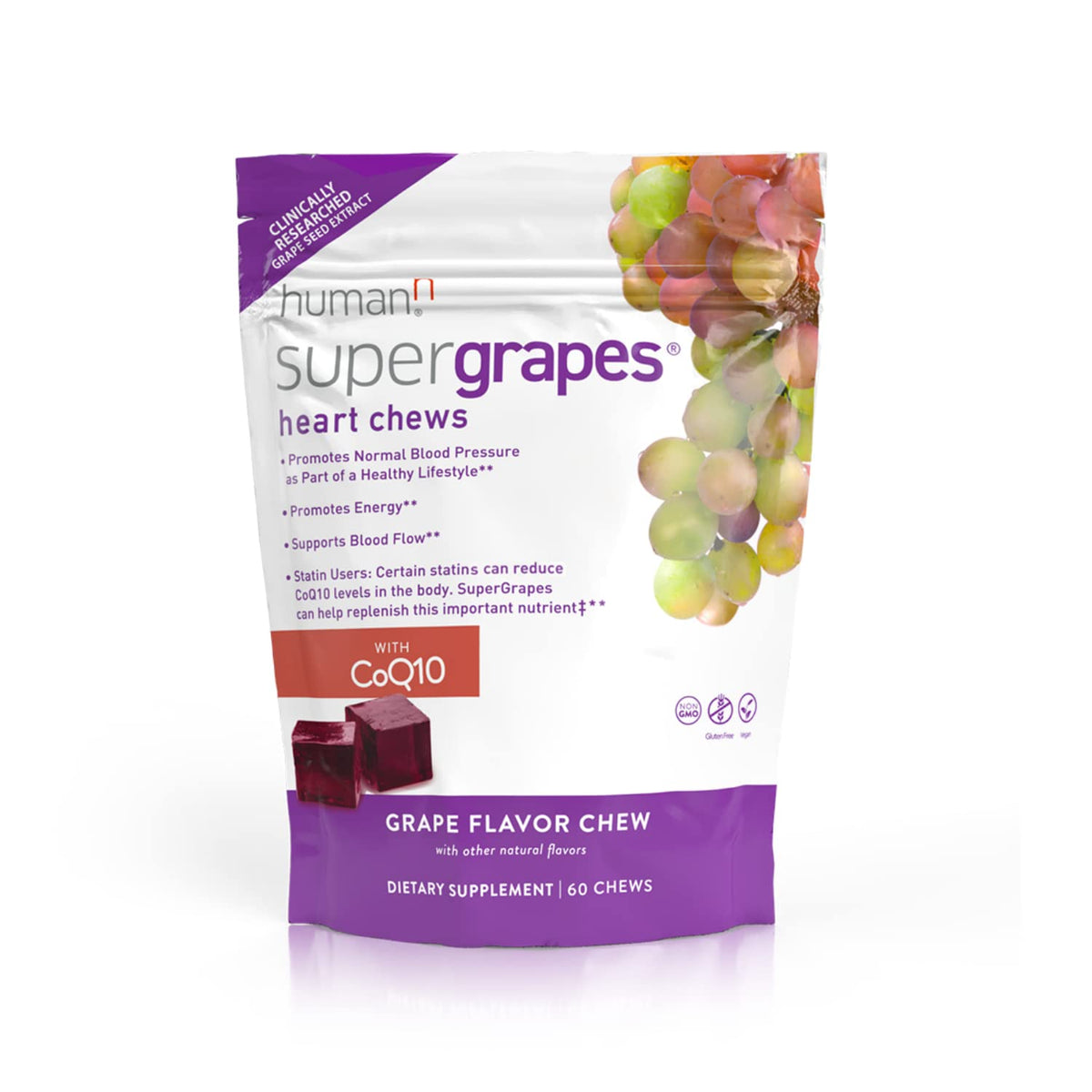 SuperGrapes Chews HumanN saveur raisin, emballage avant