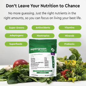SUPERGREEN TONIK Poudre de Superfoods 360g - cuillère de poudre