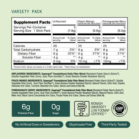 Supergut Foundational Daily Fiber, stick pack sur une table