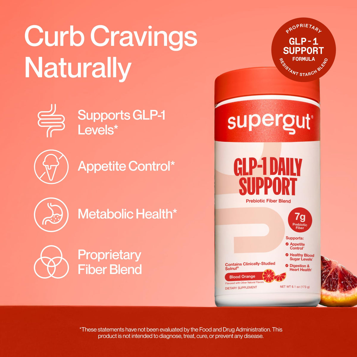 Supergut GLP1 Daily Support poudre d'orange sanguine 240g avec cuillère