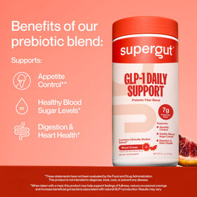 Supergut GLP1 Daily Support poudre d'orange sanguine 240g avec glaçons