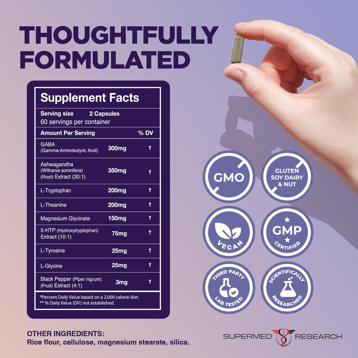 Supermed Research capsules végétales sur fond blanc