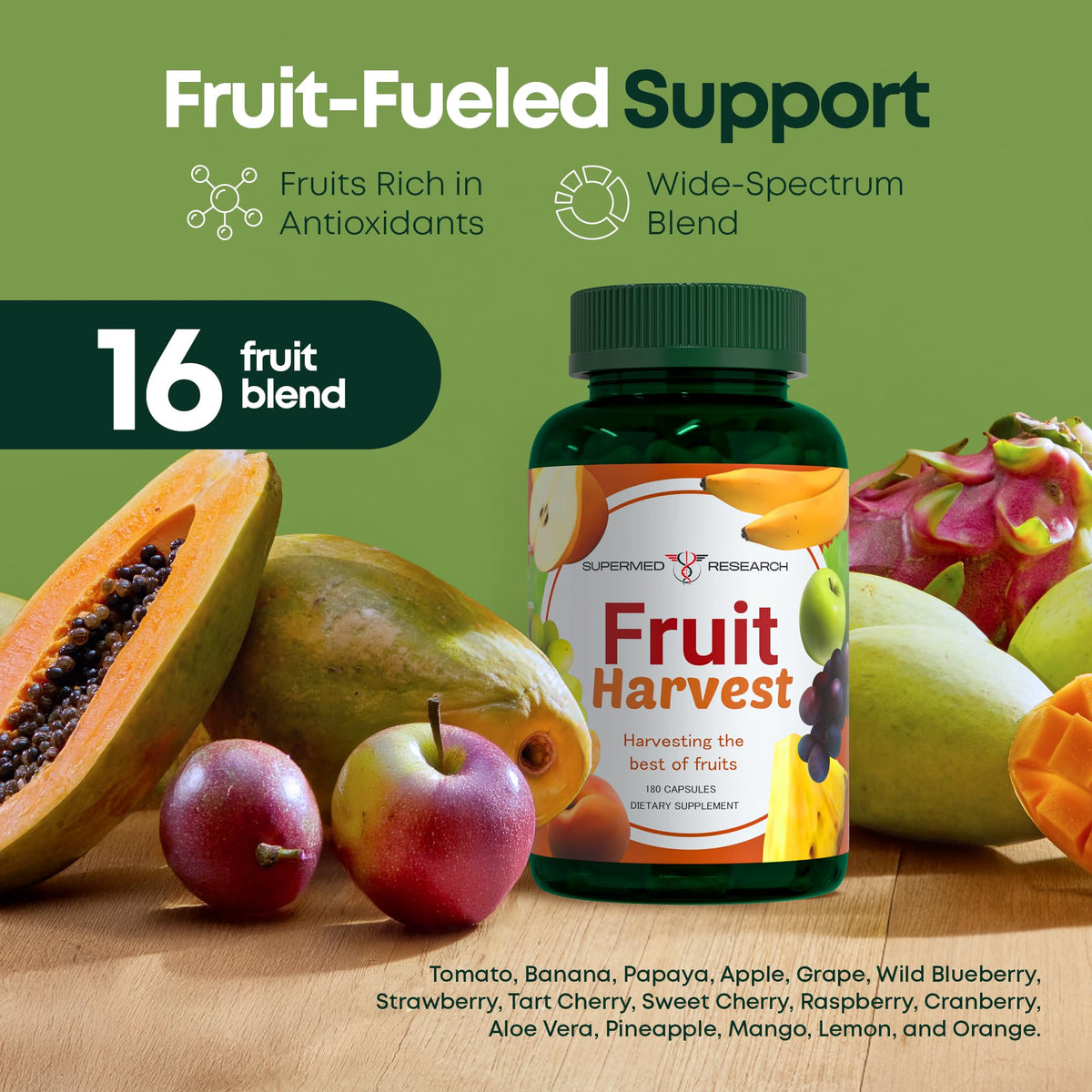 Supermed Research Compléments Alimentaires Fruits et Légumes 360 Ct avec étiquettes