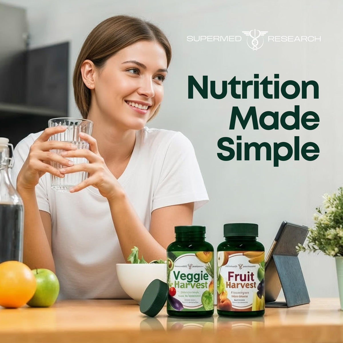 Supermed Research Compléments Alimentaires Fruits et Légumes 360 Ct avec fruits frais