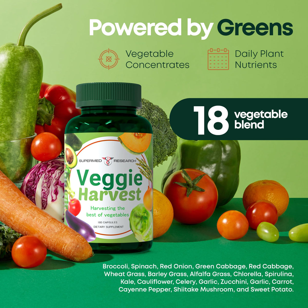 Supermed Research Compléments Alimentaires Fruits et Légumes 360 Ct sur fond blanc