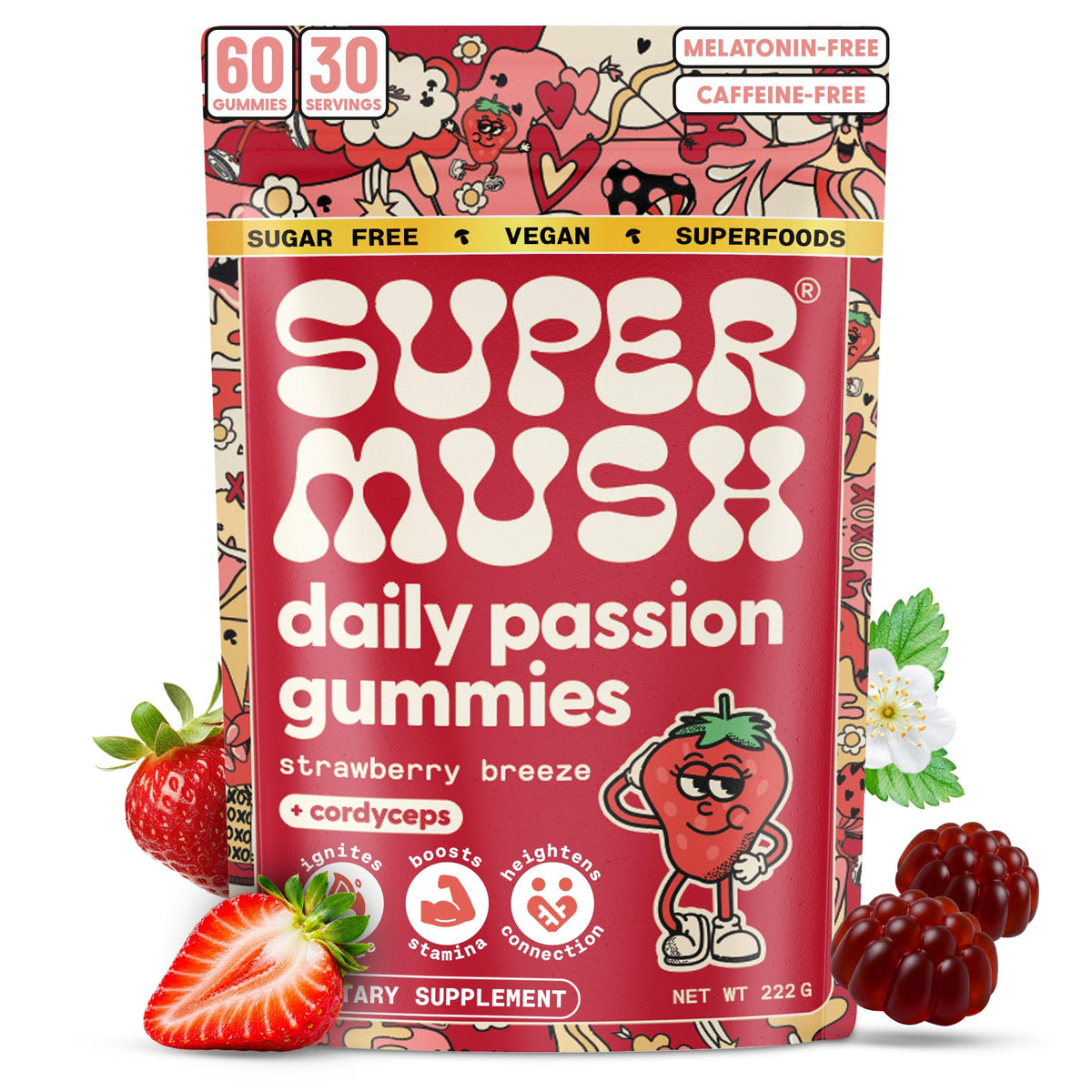 SuperMush Daily Passion Gummies 60 unités vue de face