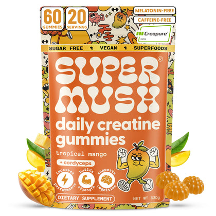 SuperMush Gummies Créatine Quotidienne 60 Gummies Saveur Mangue - vue de face