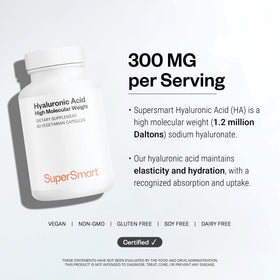 Supersmart Acide Hyaluronique 300mg gélules végétariennes en gros plan