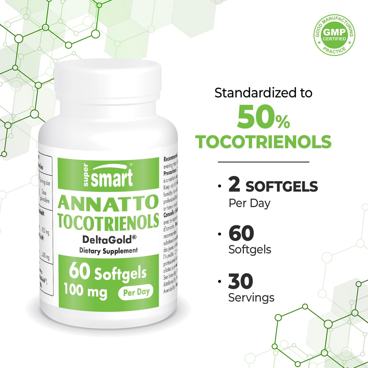 Supersmart Annatto Tocotrienols 100mg côté de la boîte