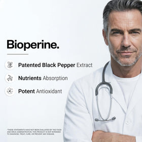 Supersmart Bioperine 30mg capsules végétariennes sur fond blanc