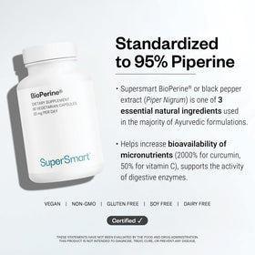 Supersmart Bioperine 30mg contenant 90 capsules végétariennes