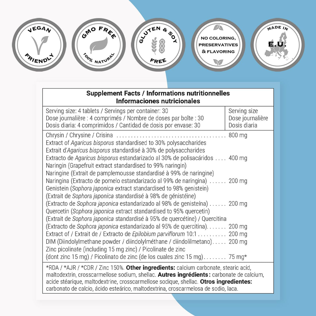 Supersmart Complément Alimentaire Anti-Aromatase 120 comprimés avec étiquette