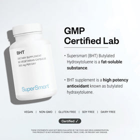 Supersmart Complément BHT 300mg capsules en main