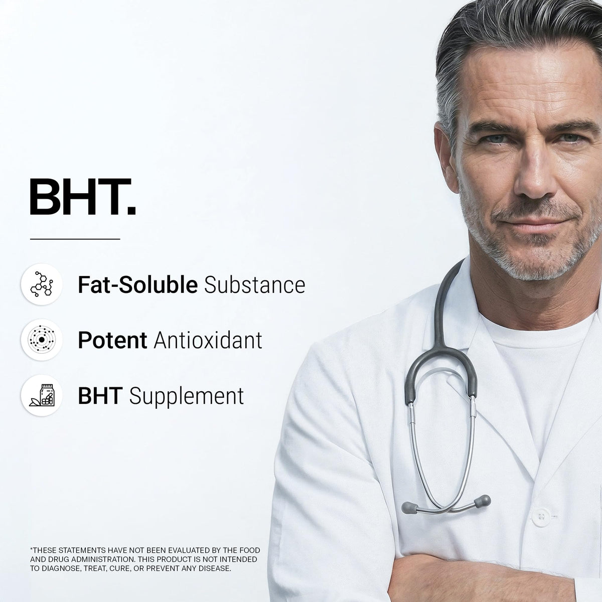Supersmart Complément BHT 300mg capsules sur fond blanc
