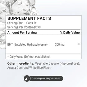 Supersmart Complément BHT 300mg étiquette avec ingrédients