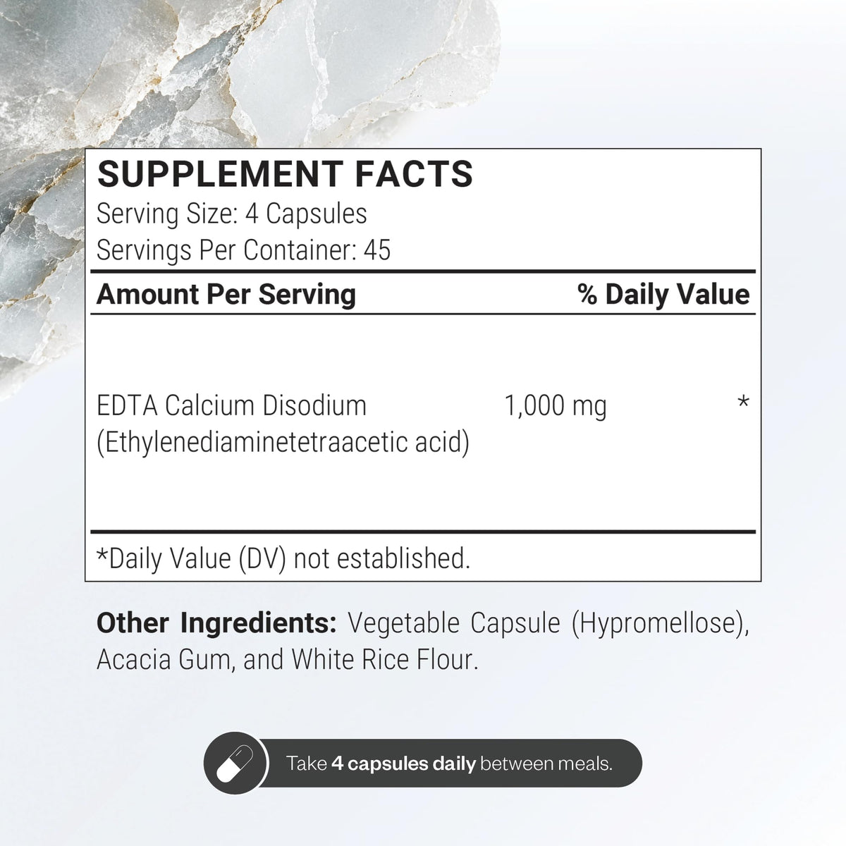 Supersmart EDTA 1000mg, vue arrière du flacon