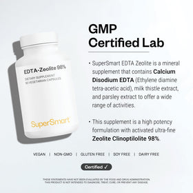 Supersmart EDTA Zeolite 98% complément alimentaire dans une main