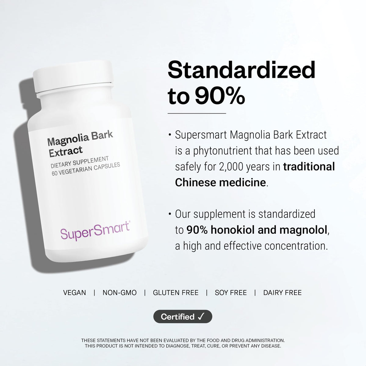 Supersmart Extrait d'Écorce de Magnolia 300mg vue latérale de la boîte