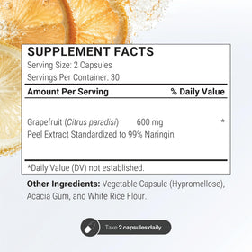 Supersmart Extrait de Pamplemousse capsules végétaliennes sur surface blanche