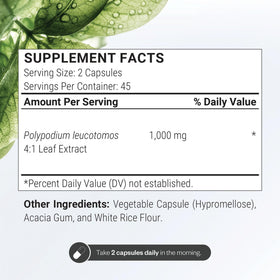 Supersmart extrait de Polypodium leucotomos 1000mg emballage