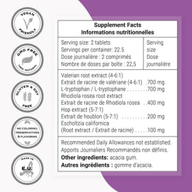 Supersmart Formule Naturelle de Sommeil - détails des comprimés