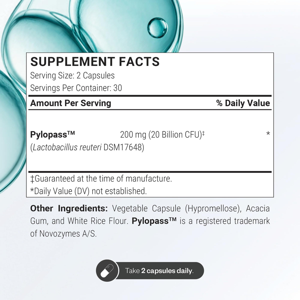 Supersmart H. Pylori Formula capsules ouvertes montrant leur taille