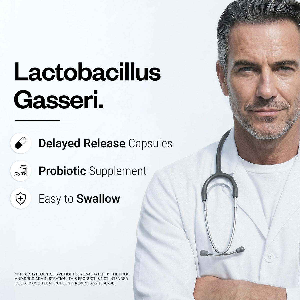 Supersmart Lactobacillus Gasseri capsules avec étiquette, vue de côté